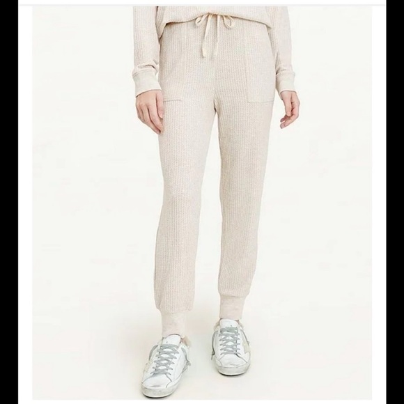 NWT SPLENDID Super Soft Waffle Knit Jogger Pants in Oat, Size Large - Picture 1 of 7